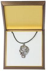 Artdog Bernardin, pes sv. Bernarda - verižica s psom v darilni škatli, posrebreni medaljon za oboževalko psov, privlačen obesek Art-Dog