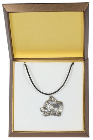 Artdog Ameriški pit bull terier, Pit Bull, Ameriški pit bull terier, Pitbull, APBT - verižica s psom v darilni škatli, posrebreni medaljon za oboževalca psov, privlačen obesek Art-Dog