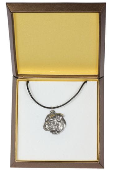 Artdog Ameriški buldog - verižica s psom v darilni škatli, posrebreni medaljon za oboževalca psov, vpadljiv obesek Art-Dog