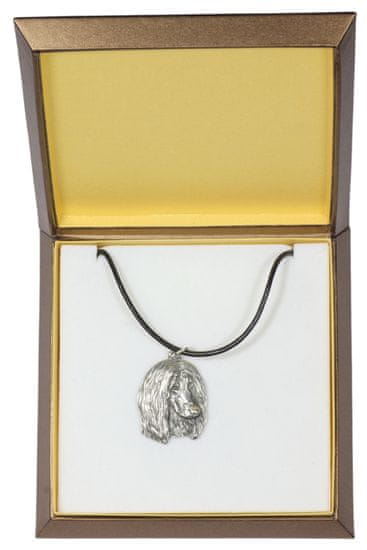 Artdog Afganistanski hrt II - verižica s psom v darilni škatli, posrebreni medaljon za oboževalca psov, vpadljiv obesek Art-Dog