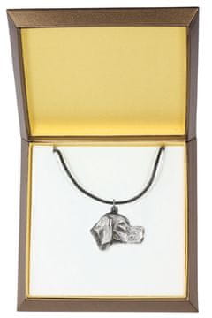 Artdog Pointer - verižica s psom v darilni škatli, posrebreni medaljon za oboževalca psov, vpadljiv obesek Art-Dog