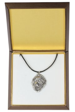 Artdog Tibetanski mastif, tibetanska doga - verižica s psom v darilni škatli, posrebreni medaljon za oboževalca psov, privlačen obesek Art-Dog
