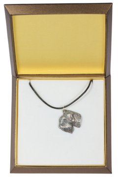 Artdog Irski mehkodlaki pšenični terier, pšenični terier - ogrlica s psom v darilni embalaži, posrebreni medaljon za ljubitelja psov, privlačen obesek Art-Dog