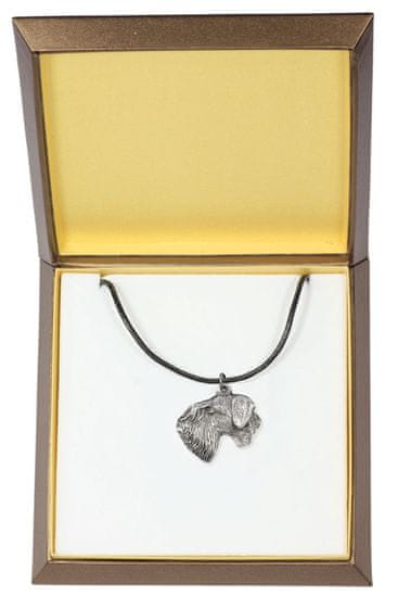 Artdog Češki terier, češki terier - verižica s psom v darilni škatli, posrebreni medaljon za ljubitelja psov, privlačen obesek Art-Dog