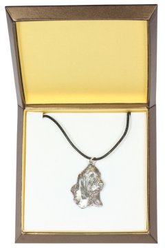Artdog Basset Hound II - verižica s psom v darilni škatli, posrebreni medaljon za oboževalca psov, privlačen obesek Art-Dog