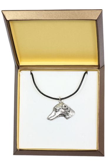 Artdog Afriški hrt, Azawakh - verižica s psom v darilni škatli, posrebreni medaljon za ljubitelja psov, privlačen obesek Art-Dog