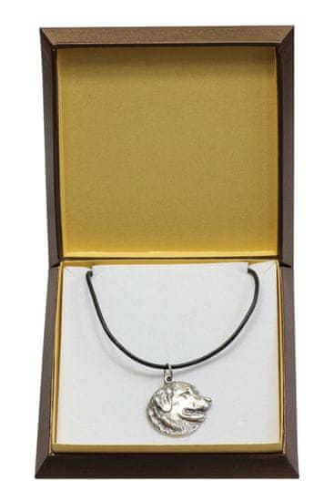 Artdog Leonberger - verižica s psom v darilni škatli, posrebreni medaljon za oboževalca psov, privlačen obesek Art-Dog