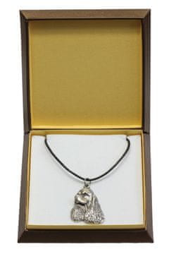 Artdog Clumber Spaniel - verižica s psom v darilni škatli, posrebreni medaljon za oboževalca psov, privlačen obesek Art-Dog