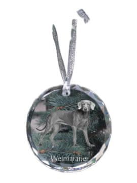 Artdog Weimaraner, Weimaraner - kristalna kroglica s fotografijo, fotografije psa v kristalu, personaliziran obesek za božično drevesce Art-Dog