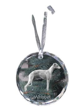 Artdog Whippet, angleški hrt - kristalna kroglica s fotografijo, fotografije psa v kristalu, personaliziran obesek za božično drevesce Art-Dog