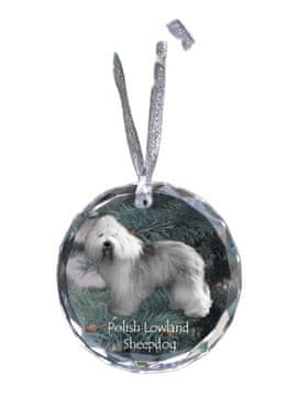 Artdog Poljski nižinski ovčar, PON - kristalna kroglica s fotografijo, fotografije psa v kristalu, personaliziran obesek za božično drevo Art-Dog