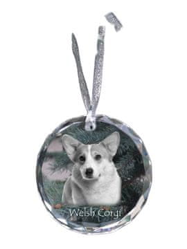 Artdog Pembroke Welsh Corgi - kristalna kroglica s fotografijo, fotografije psa v kristalu, personaliziran obesek za božično drevesce Art-Dog