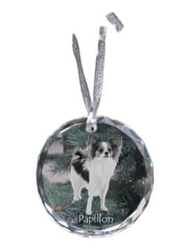 Artdog Papillon, kontinentalni španjel - kristalna kroglica s fotografijo, fotografije psa v kristalu, personaliziran obesek za božično drevesce Art-Dog