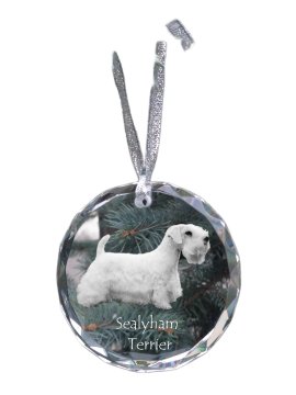Artdog Sealyham terier - kristalna kroglica s fotografijo, fotografije psa v kristalu, personaliziran obesek za božično drevo Art-Dog
