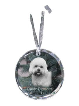 Artdog Dandie Dinmont terier - kristalna kroglica s fotografijo, fotografije psa v kristalu, personaliziran obesek za božično drevesce Art-Dog
