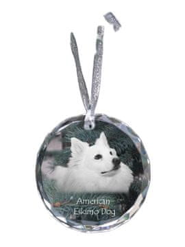 Artdog Ameriški eskimski pes, ameriški špic - kristalna kroglica s fotografijo, fotografije psa v kristalu, personaliziran obesek za božično drevesce Art-Dog