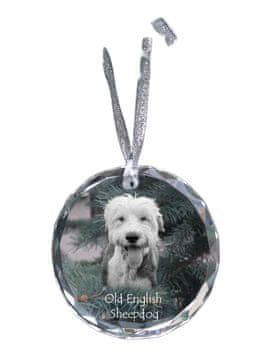 Artdog Old English Sheepdog - kristalna kroglica s fotografijo, fotografije psa v kristalu, personaliziran obesek za božično drevo Art-Dog