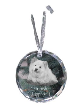 Artdog Finski laponec, finski laponec - kristalna kroglica s fotografijo, fotografije psa v kristalu, personaliziran obesek za božično drevesce Art-Dog