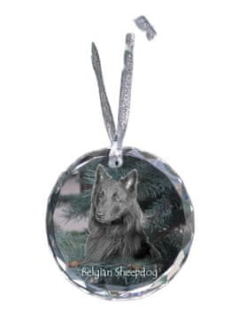 Artdog Tervueren Belgijski ovčar - kristalna kroglica s fotografijo, fotografije psa v kristalu, personaliziran obesek za božično drevo Art-Dog