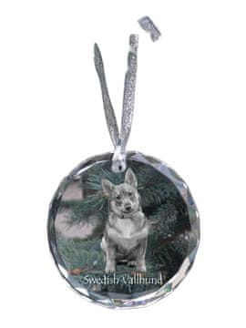 Artdog Swedish Vallhund, Swedish Sheepdog - kristalna kroglica s fotografijo, fotografije psa v kristalu, personaliziran obesek za božično drevesce Art-Dog