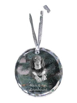 Artdog Black and tan coonhound I - kristalna kroglica s fotografijo, fotografije psa v kristalu, personaliziran obesek za božično drevo znamke Art-Dog
