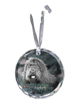 Artdog Barbet, francoski vodni pes - kristalna kroglica s fotografijo, fotografije psa v kristalu, personaliziran obesek za božično drevesce Art-Dog