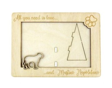 Artdog Neapeljski mastif, Neapeljski mastif, Mastino napoletano - okvir za fotografije, graviran lesen okvir, ljubek pripomoček za pasjeljubce znamke Art-Dog