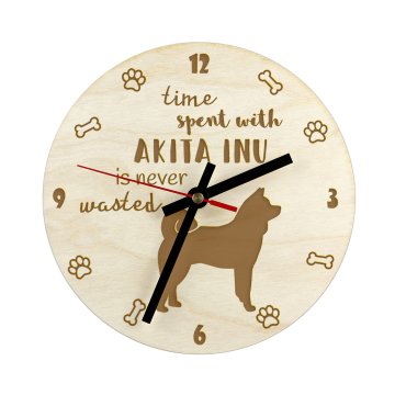 Artdog Akita, Akita Inu - ura s psom, lesena ura z gravuro, personalizirana ura Art-Dog
