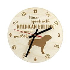 Artdog Ameriški buldog - ura s psom, lesena ura z gravuro, personalizirana ura Art-Dog