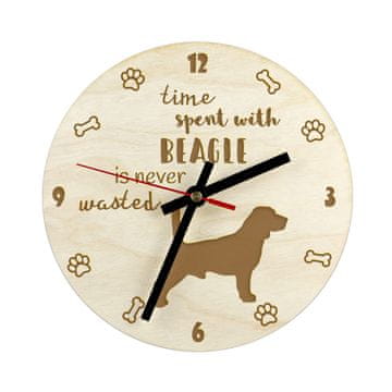 Artdog Beagle - ura s psom, lesena ura z gravuro, personalizirana ura Art-Dog