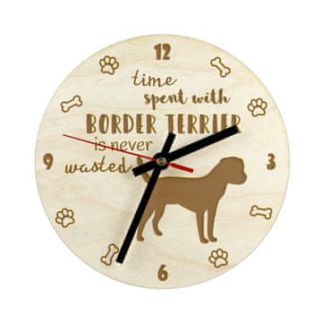Artdog Border Terrier - ura s psom, lesena ura z gravuro, personalizirana ura Art-Dog