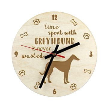 Artdog Greyhound, angleški hrt - ura s psom, lesena ura z gravuro, personalizirana ura Art-Dog