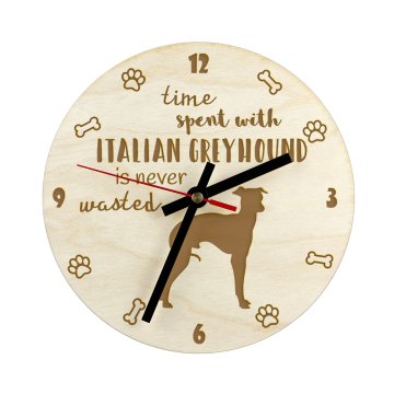 Artdog Italijanski hrt, italijanski hrt - ura s psom, lesena ura z gravuro, personalizirana ura Art-Dog