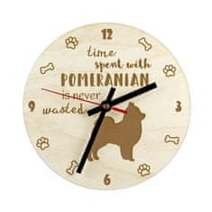 Artdog Pomeranec, miniaturni špic - ura s psom, lesena ura z gravuro, personalizirana ura Art-Dog