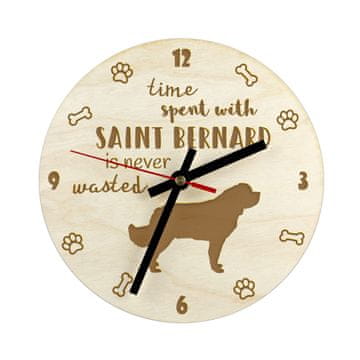 Artdog Bernardin, pes sv. Bernarda - ura s psom, lesena ura z gravuro, personalizirana ura Art-Dog