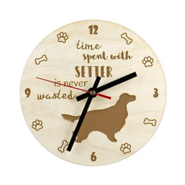 Artdog Angleški seter, Laverack - ura s psom, lesena ura z gravuro, personalizirana ura Art-Dog