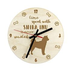 Artdog Shiba Inu - ura s psom, lesena ura, stenska ura za ljubitelje psov, namizna in regalna ura, Art-Dog