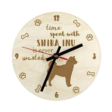 Artdog Shiba Inu - ura s psom, lesena ura z gravuro, personalizirana ura Art-Dog