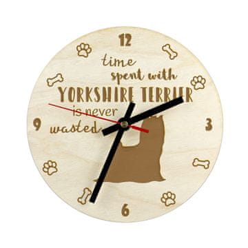 Artdog Yorkshire terier, York, York, Yorkie - ura s psom, lesena ura z gravuro, personalizirana ura Art-Dog