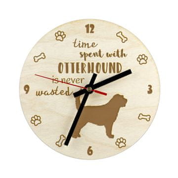 Artdog Otterhound, pes vidra - ura s psom, lesena ura z gravuro, personalizirana ura Art-Dog