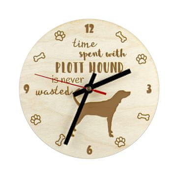Artdog Plott Hound - ura s psom, lesena ura z gravuro, personalizirana ura Art-Dog