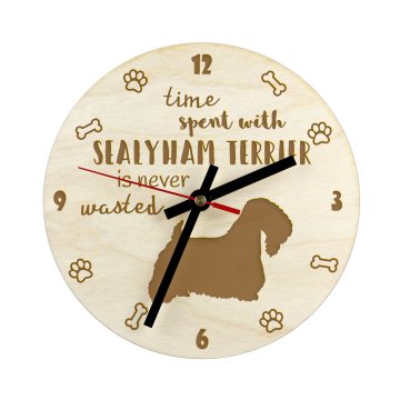 Artdog Sealyham terier - ura s psom, lesena ura z gravuro, personalizirana ura Art-Dog