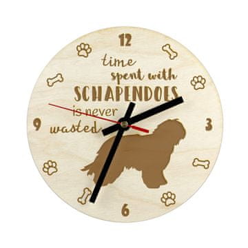 Artdog Schapendoes, nizozemski ovčar - ura s psom, lesena ura z gravuro, personalizirana ura Art-Dog