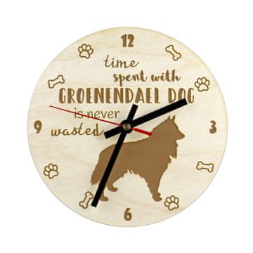 Artdog Groenendael Belgijski ovčar - pasja ura, lesena ura, stenska ura za ljubitelje psov, namizna in regalna ura, Art-Dog