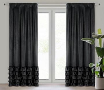 shumee GOTOVA ZAVESA NA TRAKU 140 X 250 CM ČRNA