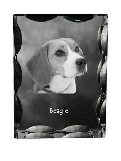 Artdog Beagle - kristal s fotografijo psa, stekleni kipec s fotografijo, unikaten okvir s fotografijo Art-Dog
