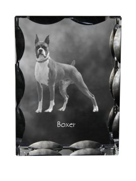 Artdog Boxer, Boxer III - kristal s fotografijo psa, stekleni kipec s fotografijo, unikaten okvir s fotografijo Art-Dog