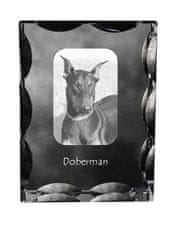 Artdog Doberman, doberman - kristal s fotografijo psa, stekleni kipec s fotografijo, unikaten okvir s fotografijo Art-Dog