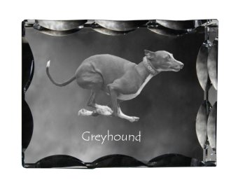 Artdog Greyhound, angleški hrt - kristal s fotografijo psa, stekleni kipec s fotografijo, unikaten okvir s fotografijo Art-Dog