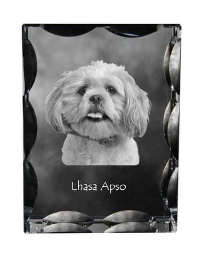 Artdog Lhasa Apso - kristal s fotografijo psa, stekleni kipec s fotografijo, unikaten okvir s fotografijo Art-Dog
